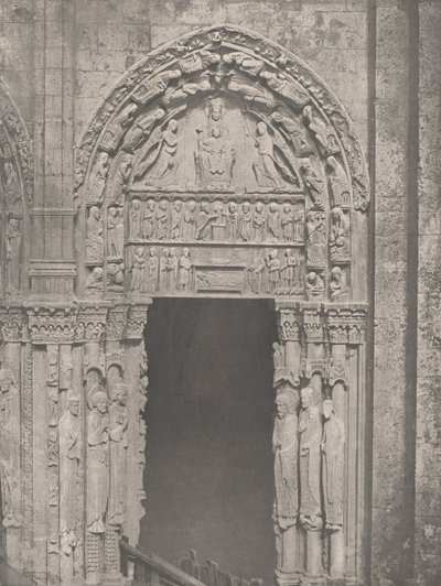 Chartres katedral, västra sidan, höger sidodörr, XII-talet..., ca. 1857. av Charles Nègre