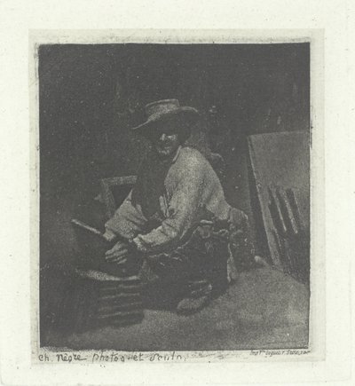 Kneeling Mason, februari-mars 1854, tryckt 1982. av Charles Nègre