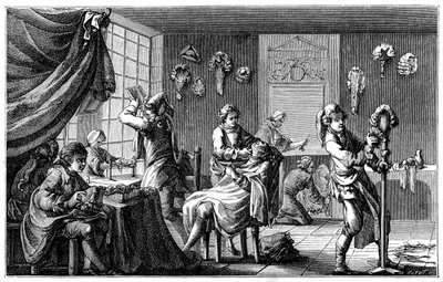 The Barbers Boutique, 1885. av Charles Nicolas Cochin