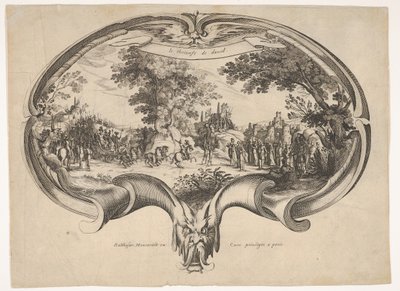 Davids triumf, från ett fan av Jacques Callot av Charles Nicolas Cochin