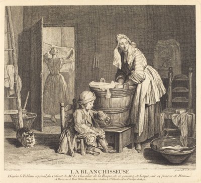 Tvätterskan av Charles Nicolas Cochin I after Jean Siméon Chardin