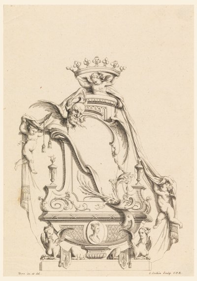 Design för kassett från "Newly Invented Cartridges" av Charles Nicolas Cochin the younger