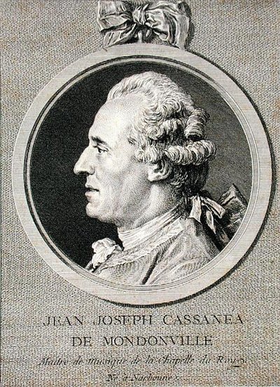 Jean Joseph Cassanea de Mondonville (1711-72) graverad av Augustin de Saint-Aubin (1736-1807) 1768 (gravyr) av Charles Nicolas II (after) Cochin