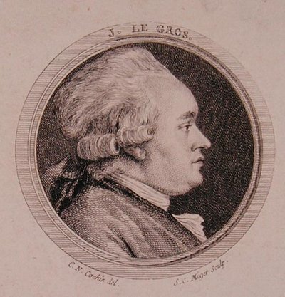 Porträtt av Joseph Le Gros (1739-93) graverad av Simon Charles Miger (1736-1820) (gravyr) av Charles Nicolas II (after) Cochin