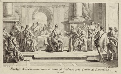 Delning av Provence mellan grevarna av Toulouse och Barcelona, 1125 av Charles Nicolas II Cochin