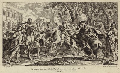 Underkastelse av rebellerna i Nimes till Wamba, visigoternas kung, 672 av Charles Nicolas II Cochin