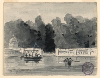 En sjö i en park av Charles Nicolas Ransonnette