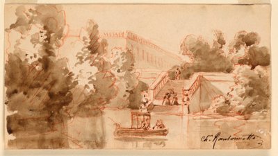 Fantasifull utsikt över slottet Vaux-le-Vicomte av Charles Nicolas Ransonnette