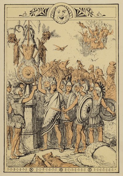 Berättelser från Lucian: Månfolket överraskade av molnkentaurerna (färg litho) av Charles Oliver Murray