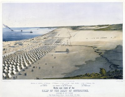 Fågelperspektiv över ockupationsarméns läger, under befäl av genl. Taylor. Nära Corpus Christi, Texas, [från norr] oktober 1845. av Charles Parsons