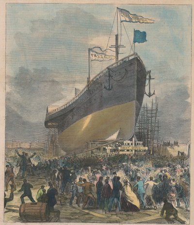 Lansering av Sea Steamer Great Republic, pub. 24 november 1866. av Charles Parsons