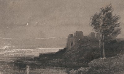 Ett slott vid vattnet vid månsken av Charles Parsons Knight