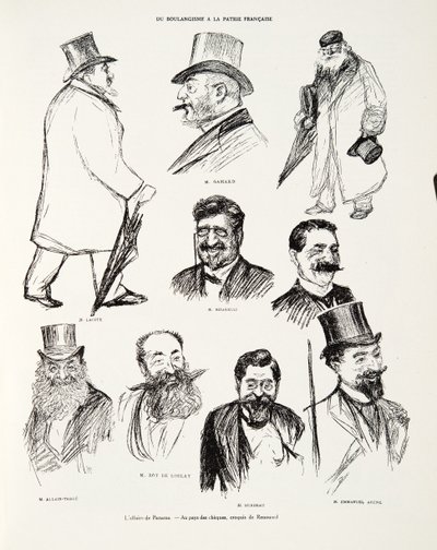 The Panama Affair - In the land of checks, skisser av Renouard, från Histoire de la Troisieme Republique, Vol. I, Politisk historia, utg.1933 av Charles Paul Renouard