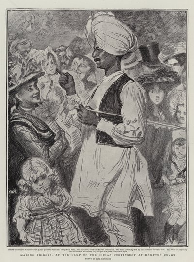 Skaffa vänner, vid den indiska kontingentens läger vid Hampton Court av Charles Paul Renouard