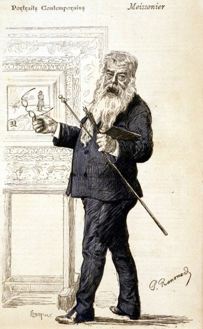 Porträtt av Meissonier. Gravyr från slutet av 1800-talet. av Charles Paul Renouard