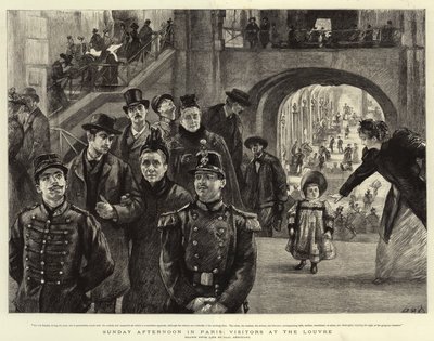 Söndag eftermiddag i Paris, besökare på Louvren av Charles Paul Renouard
