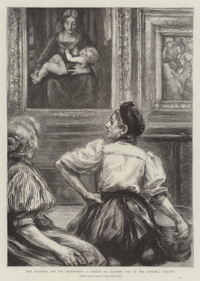 The Madonna and the Charwomen, en skiss på städdagen på National Gallery av Charles Paul Renouard