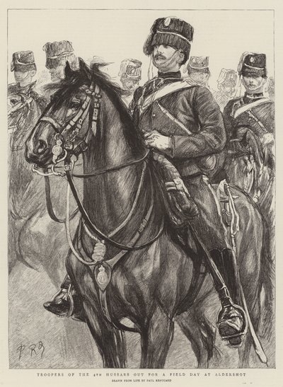 Troopers of the 4th Hussars ute för en Field Day på Aldershot av Charles Paul Renouard