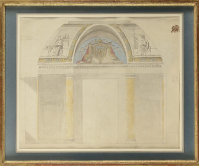Studie för utsmyckning av tronen vid Palais des Tuileries av Charles Percier
