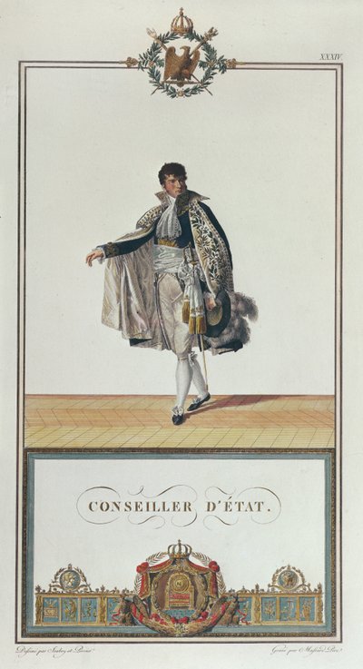 Uniform av statsrådet för Napoleons kröning, 1804 (färgstick) av Charles Percier