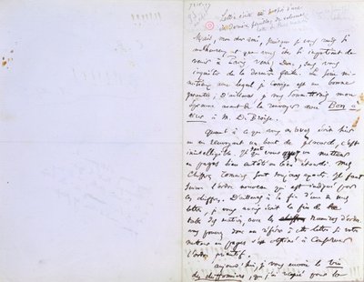 Andra sidan i ett brev till Baudelaires redaktör Auguste Poulet-Malassis (1825-78) angående utgivningen av 