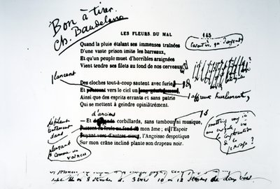 Rättade bevis på The Flowers of Evil av Charles Pierre Baudelaire