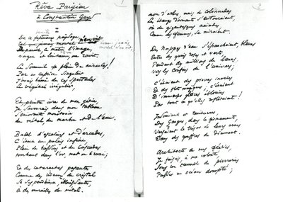 "Reve Parisien" autografdikt (penna och bläck på papper) (s/v foto) av Charles Pierre Baudelaire