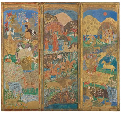 Trepanelsskärm, ca 1916-17 (olja och bladguld på gessoed trä) av Charles Prendergast