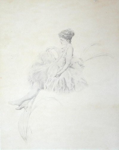 Fe på en lilja (silverpoint) av Charles Prosper Sainton