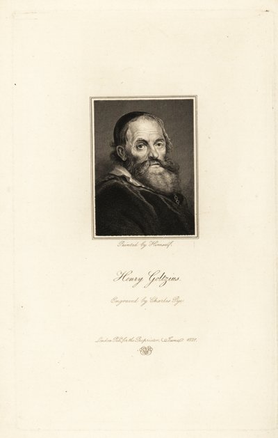 Porträtt av Hendrick Goltzius, tyskfödd holländsk grafiker, ritare och målare av Charles Pye