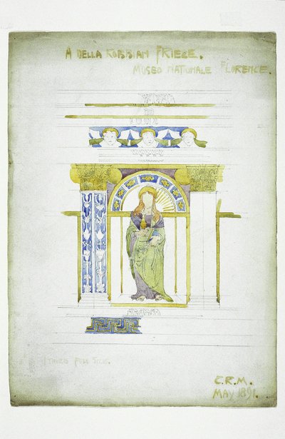 A Della Robbian [sic] Frieze, Museo Nationale, Florens, 1891 (penna och akvarell på papper) av Charles Rennie Mackintosh