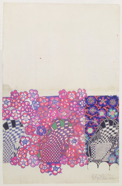 Blå och rosa tobak blomma design av Charles Rennie Mackintosh