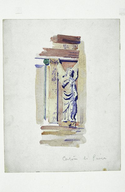 Certosa di Pavia (studie av en skulpterad ängel), 1891 (penna och akvarell på papper) av Charles Rennie Mackintosh