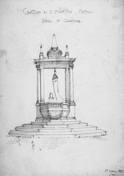 Certosa di S. Martino, Neapel, Well in Courtyard, 1891 av Charles Rennie Mackintosh