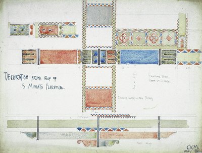 Dekoration från Roof of S. Miniato, Florens, 1891 (penna och akvarell på papper) av Charles Rennie Mackintosh