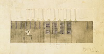 Design för vägg, bord och dörrar, 1905 (wc över penna och bläck på papper) av Charles Rennie Mackintosh