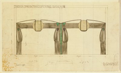 Design för en utställningsmonter för Francis Smith, använd på Glasgow-utställningen, visad i höjdled, 1901 av Charles Rennie Mackintosh