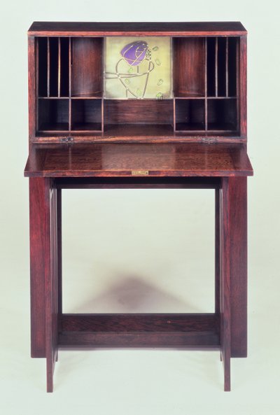 Skrivbord för det blå sovrummet på Houshill, 1904 (öppet, se 45594 för stängt) av Charles Rennie Mackintosh