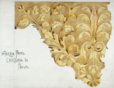 Intarsia Panel, Certosa di Pavia, 1891 (penna och akvarell på papper) av Charles Rennie Mackintosh