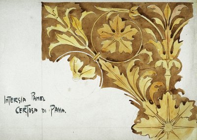 Intarsia Panel, Certosa di Pavia, 1891 (penna och akvarell på papper) av Charles Rennie Mackintosh