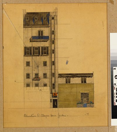 London, höjd av föreslagen studio i Glebe Place och Upper Cheyne Walk av Charles Rennie Mackintosh