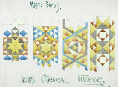 Mosaikband, Orvieto-katedralen, interiör, 1891 (penna och akvarell på papper) av Charles Rennie Mackintosh
