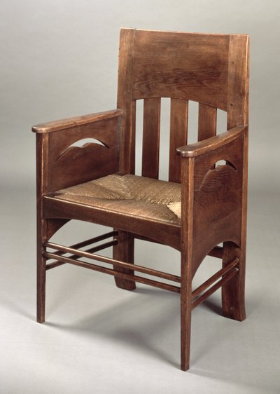 Ekfåtölj, ca 1897 (ek och busk) av Charles Rennie Mackintosh