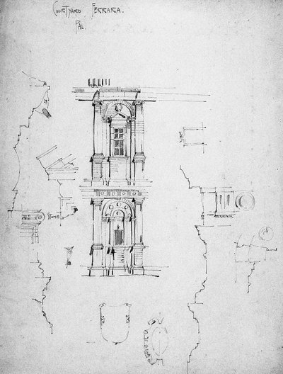 Palace Courtyard, Ferrara, 1891 av Charles Rennie Mackintosh