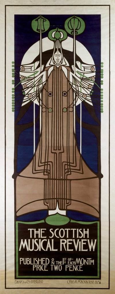 Affisch som annonserar Scottish Musical Review av Charles Rennie Mackintosh