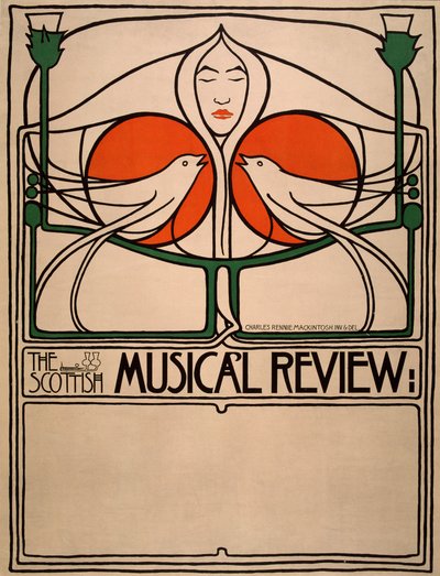 Scottish Musical Review (planografiskt tryck, litografi, papper) av Charles Rennie Mackintosh