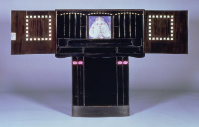 Skrivbord för Hill House, Helensburgh, ca 1902 (öppet) (se 71064) av Charles Rennie Mackintosh