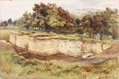Chesters Bath House från sydväst (kroppsfärg, penna och wc på papper) av Charles Richardson