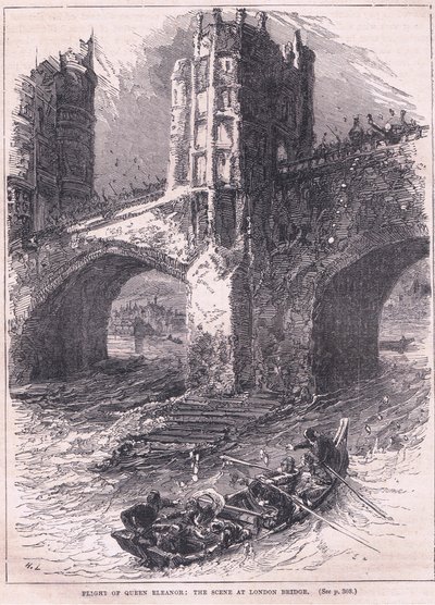 Flight of Queen Eleanor: scen vid London Bridge AD 1263 av Charles Ricketts