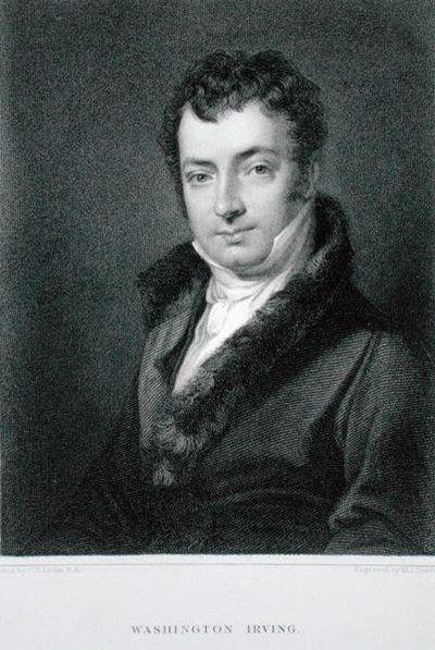 Washington Irving (1783-1859), graverad av Moseley Isaac Danforth (d.1862) (gravyr) av Charles Robert (after) Leslie